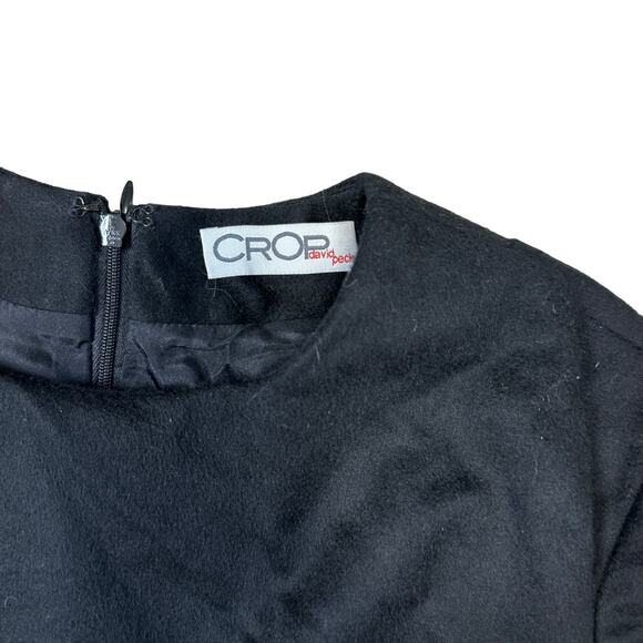 Crop David Peck Wool Black A-line Long Sleeve Dress With Pockets 8 Silk Lining - Picture 5 of 7